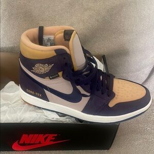 Nike Purple and Tan Sneakers High-Top Design